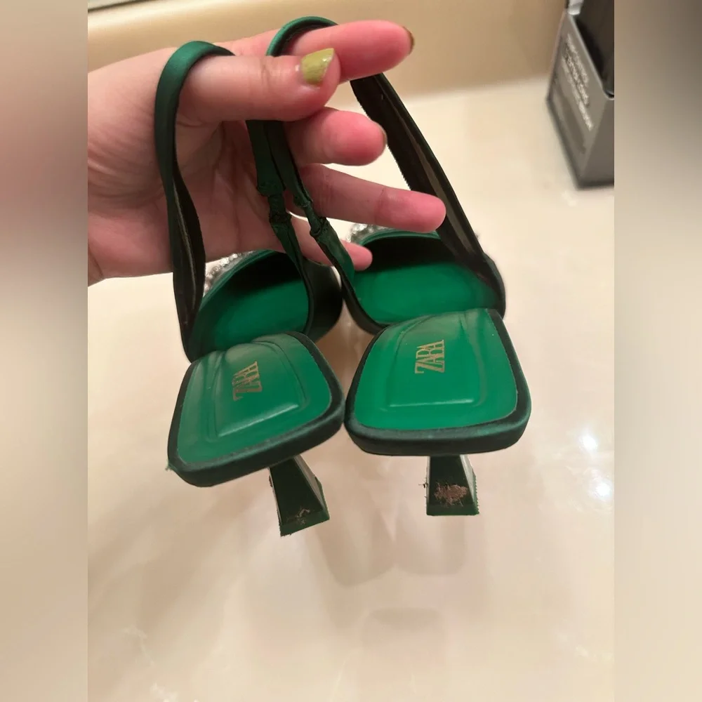 SOLD. DO NOT BUY Blogger fav 2 Zara pointed toe rhinestone embellished heels. - Picture 13 of 13